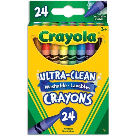 Crayola® Ultra-Clean™, Washable Crayons, Regular Size, 24 Colours