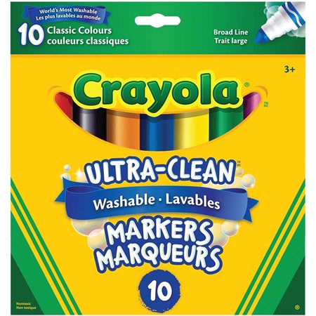 Crayola® Ultra-Clean™ Washable Broad Line Markers, Classic Colours, 10 Colour Set