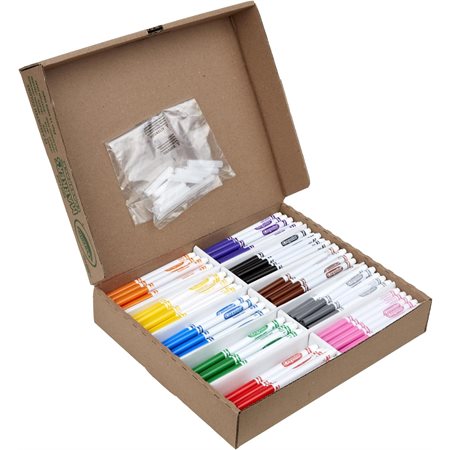 Crayola® Non-Washable Markers, Original Colours, Fine Tip, Classpack, 200 in 10 Colours