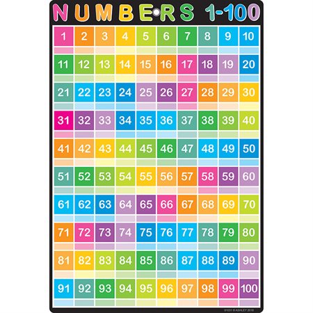 Smart Poly® Chart, 13" x 19", Numbers 1-100 *Grommett