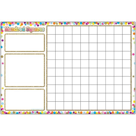 Smart Poly® Chart, 13" x 19", Confetti Hundred Squares