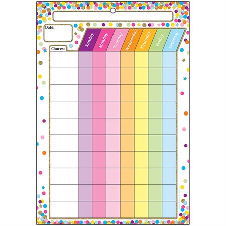 Smart Poly® Chart, 13" x 19", Confetti Chores *Grommett