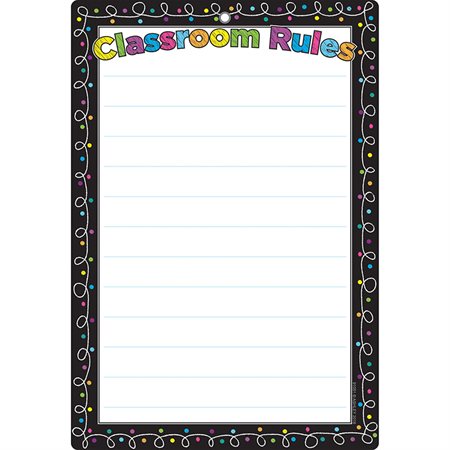 Smart Poly® Chart, 13" x 19", Chalk Dots with Loops Classroom Rules *Grommett