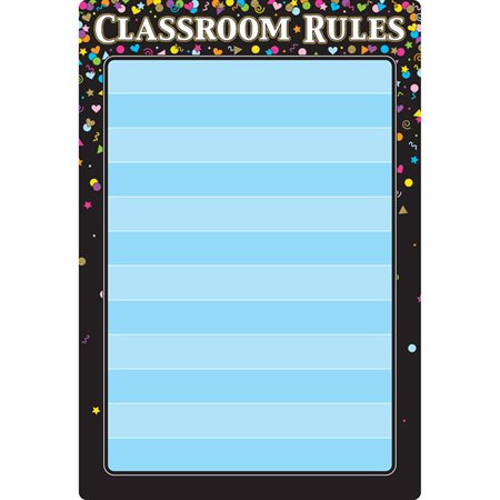 Black Confetti Classroom Rules 13" x 19" Smart Poly® Chart