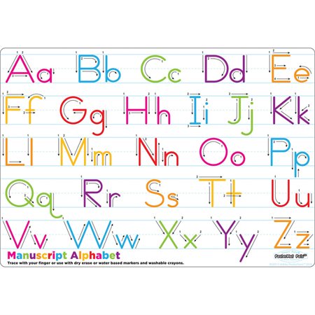 Traditional Manuscript Alphabet, PosterMat Pals®, 12" x 17.25" Smart Poly®, Single Sided