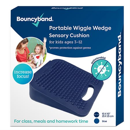 Bouncyband® Antimicrobial Wiggle Wedge Sensory Cushion, 10", Blue