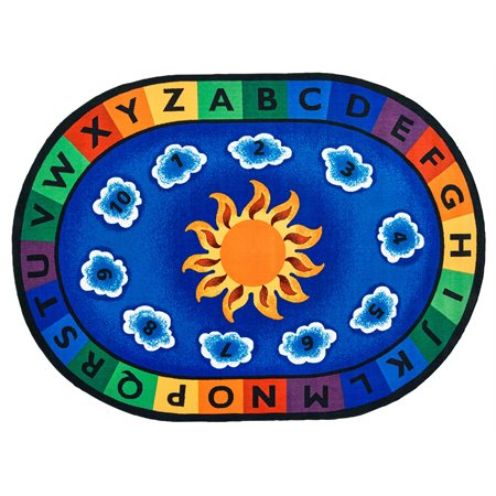 Sunny Day Learn and Play Carpet, 4'5" x 5'10" Oval, Primary Colors