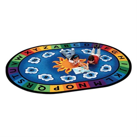 Sunny Day Learn and Play Carpet, 6'9" x 9'5" Oval, Primary Colors