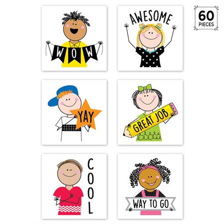 Stick Kids Rewards Stickers, 1-1 / 2", Pack of 60