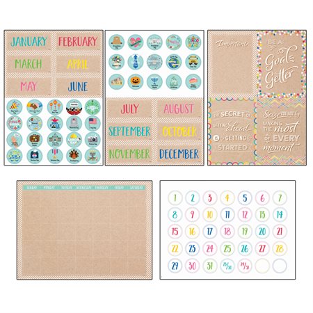 Krafty Pop Calendar Set Bulletin Board Set, 87 Pieces