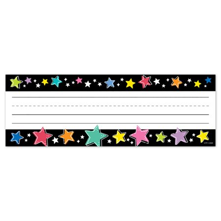 Star Bright Colorful Stars on Black Name Plates, Pack of 36