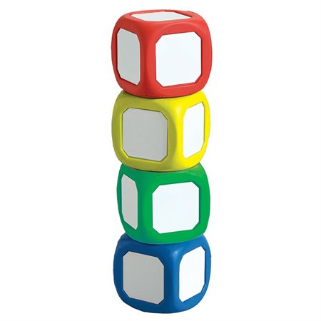 Magnetic Write-On Wipe-Off Dice, Set of 4 small dice in assorted colors