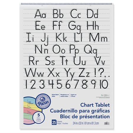 Colored Paper Chart Tablet, 24" x 32", 1 1 / 2" ruled
