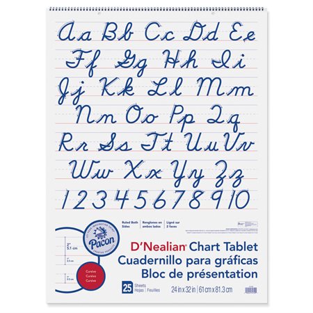 D‘Nealian Chart Tablet, 24" x 32", Cursive