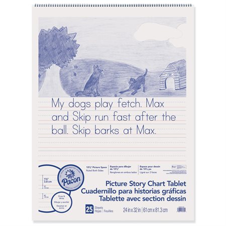 Picture Story Chart Tablet, 24" x 32", 1 1 / 2" Ruled with 7" Picture Space at Top