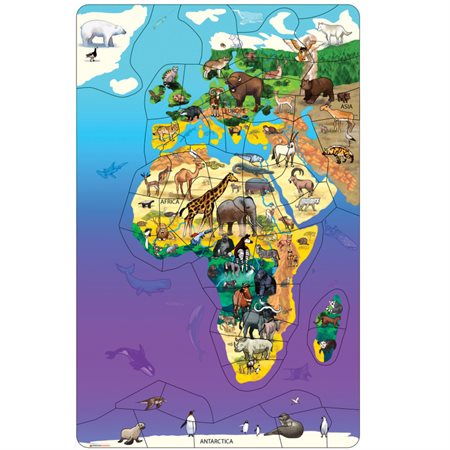 Animal Magnetism® Magnetic Wildlife Map Puzzle, Eurasia & Africa