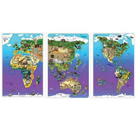 Animal Magnetism® Magnetic Wildlife Map Puzzles, Set of all 3