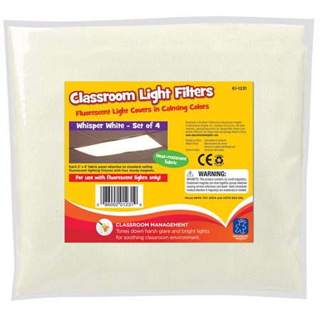 Classroom Light Filters, 2' x 4', Whisper White, Set of 4