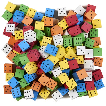 Assorted Color Spot 16 mm Foam Dice, Bag of 200