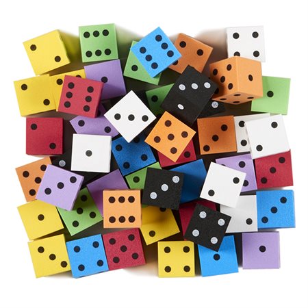 1" Foam Spot Dice, Assorted Colors, Bag of 50