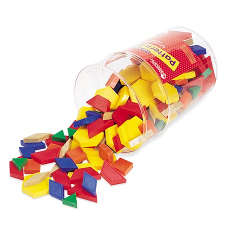 Plastic Pattern Blocks, Primary colors, 1 cm thick, Set of 250