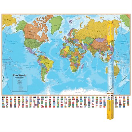Hemispheres® Laminated Map, World