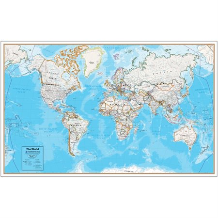 Hemispheres® Contemporary Series Laminated World Wall Map