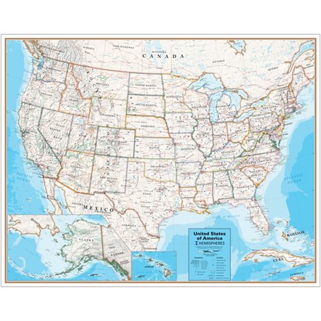 Hemispheres® Contemporary Series Laminated United States Wall Map